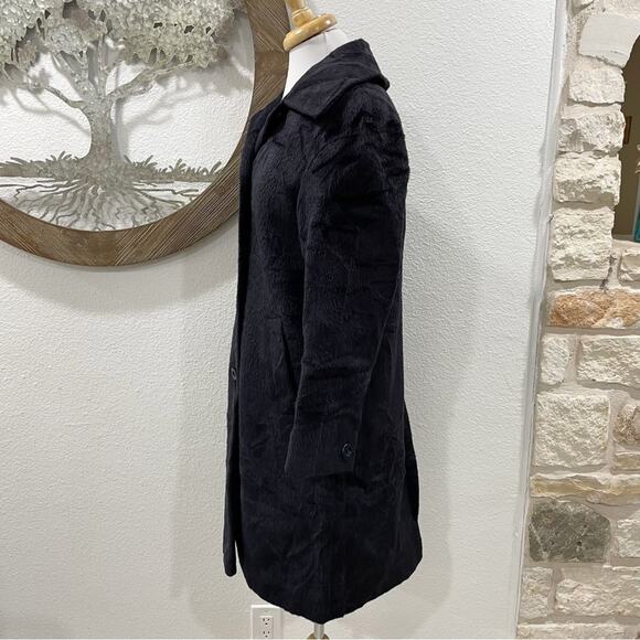 Piacenza 1733 Baby Llama Cashmere Long Button Front Coat Jacket Black - Picture 3 of 6